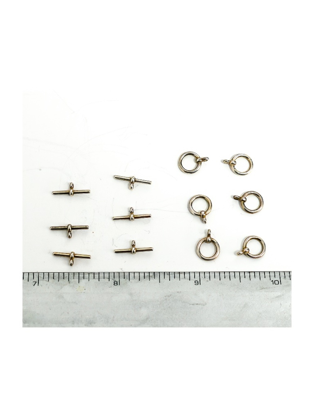 New - Group of 6 Sterling Silver round toggle clasps for jewelry making